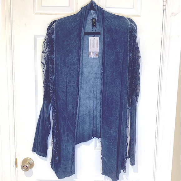 Sacred Thready Sweater wth combination soft lace on top of the sleeves&the sides - Picture 1 of 10